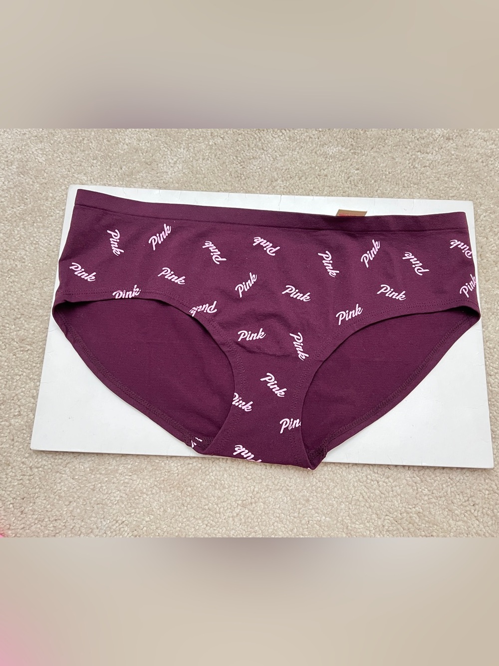 NWT Victoria’s Secret PINK YOGA purple Logo Seamless Hipster Panties Large L
